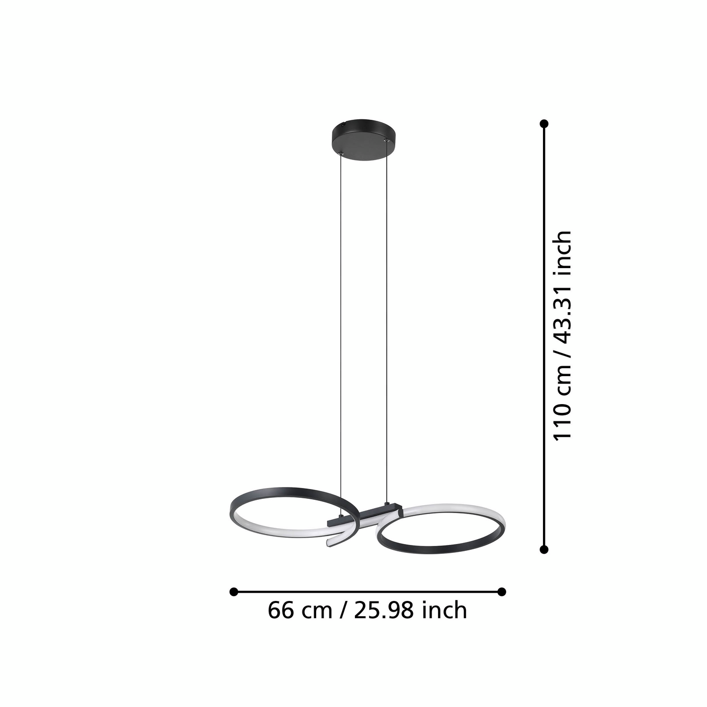 Riippuvalaisin EGLO Serpins led 21W musta/valkoinen