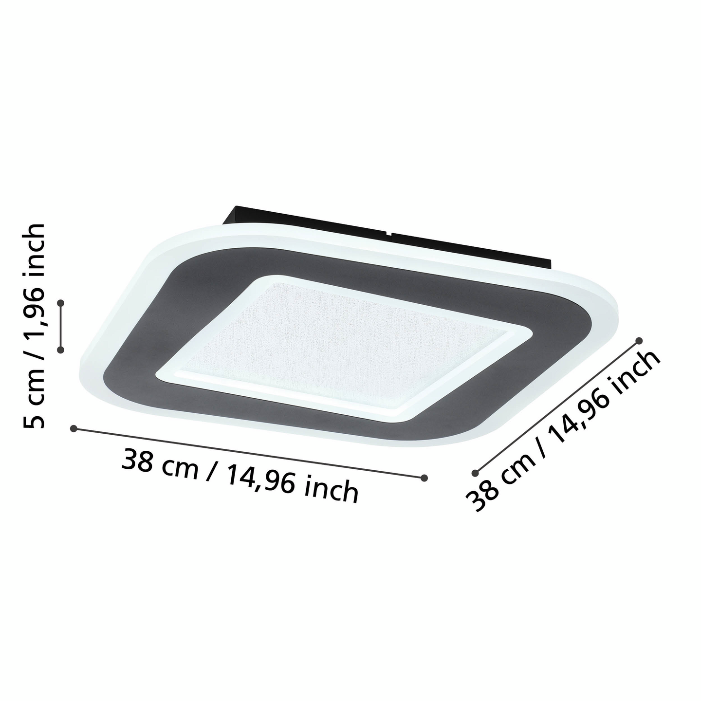 Kattovalaisin EGLO Macchioni led 20W CCT 38x38cm musta/valkoinen
