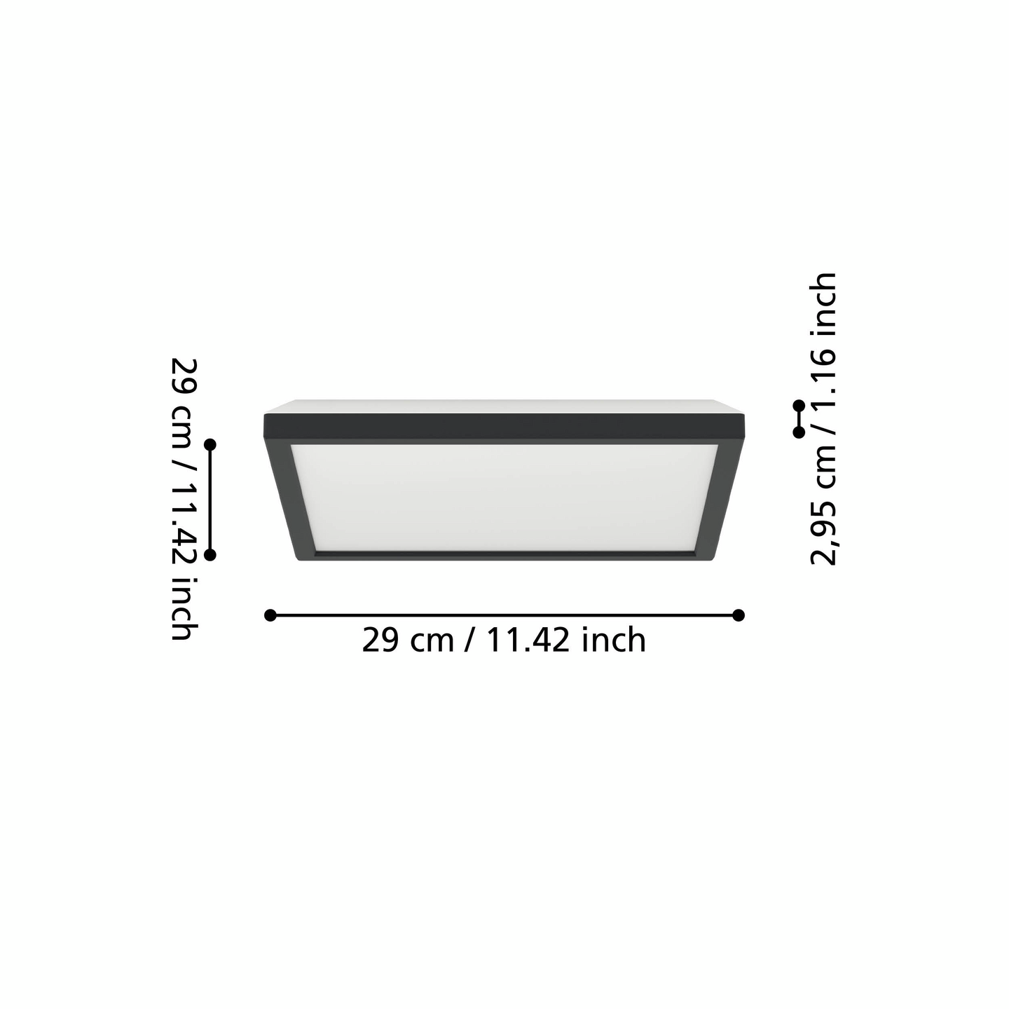 Kattovalaisin EGLO Rovito led 13,4W CCT 29x29cm musta