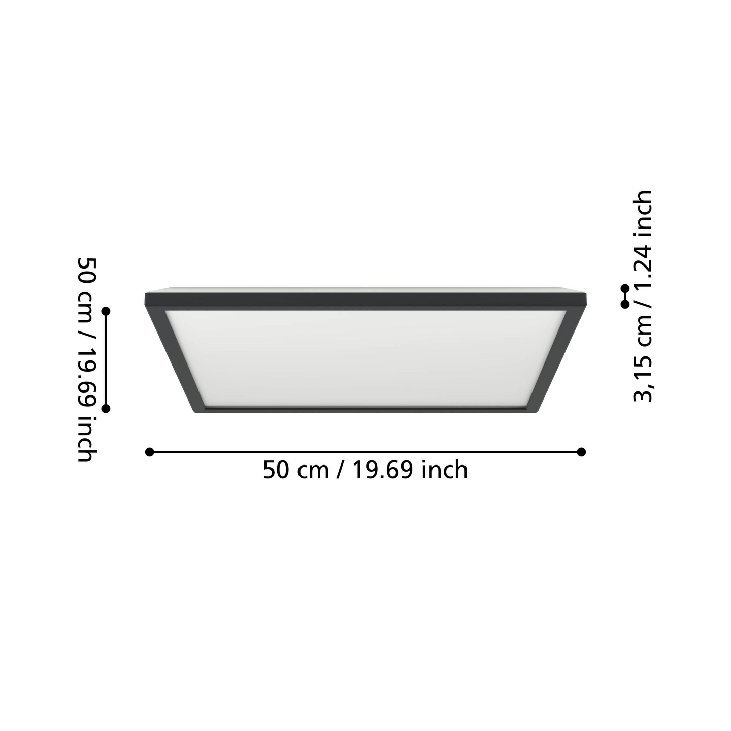 Kattovalaisin EGLO Rovito led 17W CCT 50x50cm musta