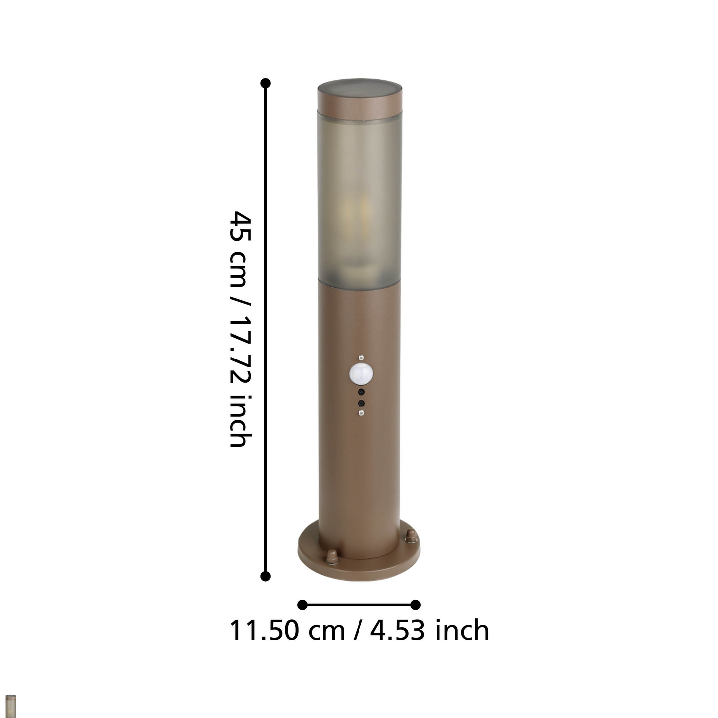 Ulkopylväsvalaisin EGLO Helsinki E27 45cm liiketunnistin ruskea
