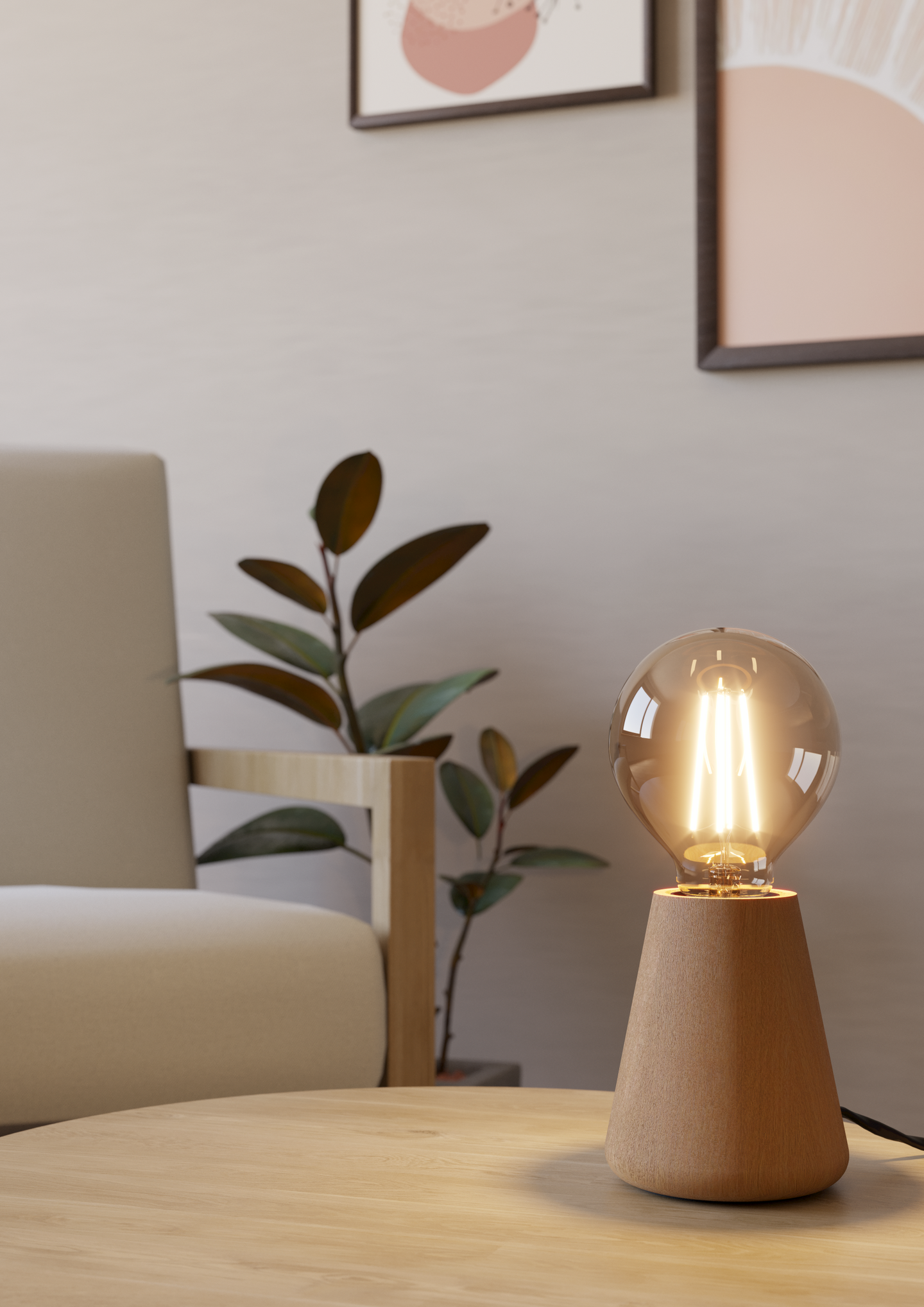 Pöytävalaisin EGLO Asby E27 vaalea puu