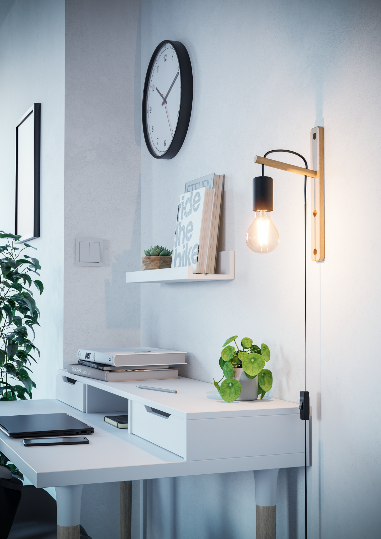 Seinävalaisin EGLO Pockley E27 musta/puu