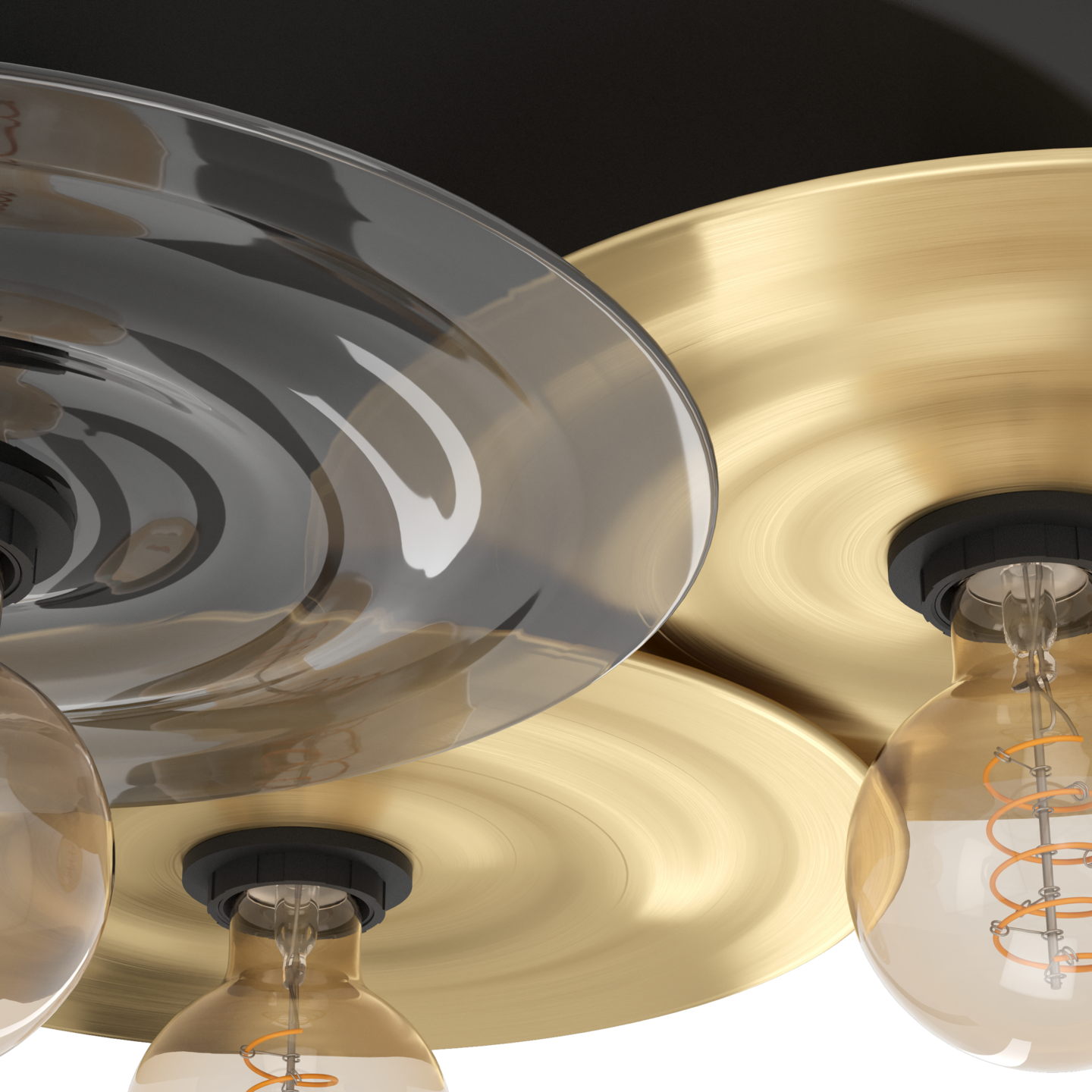 Kattovalaisin EGLO 3-os Lintmill E27 musta/messinki/harmaa