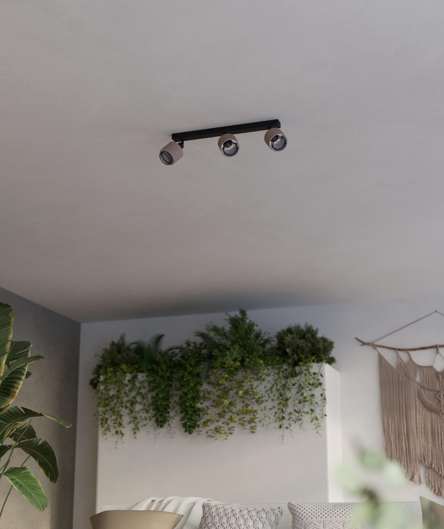 Kattospotti EGLO Rosley 3-osainen E14 musta/pellava