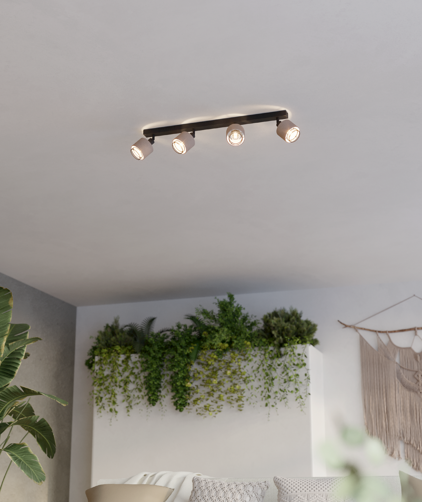 Kattospotti EGLO Rosley 4-osainen E14 musta/pellava