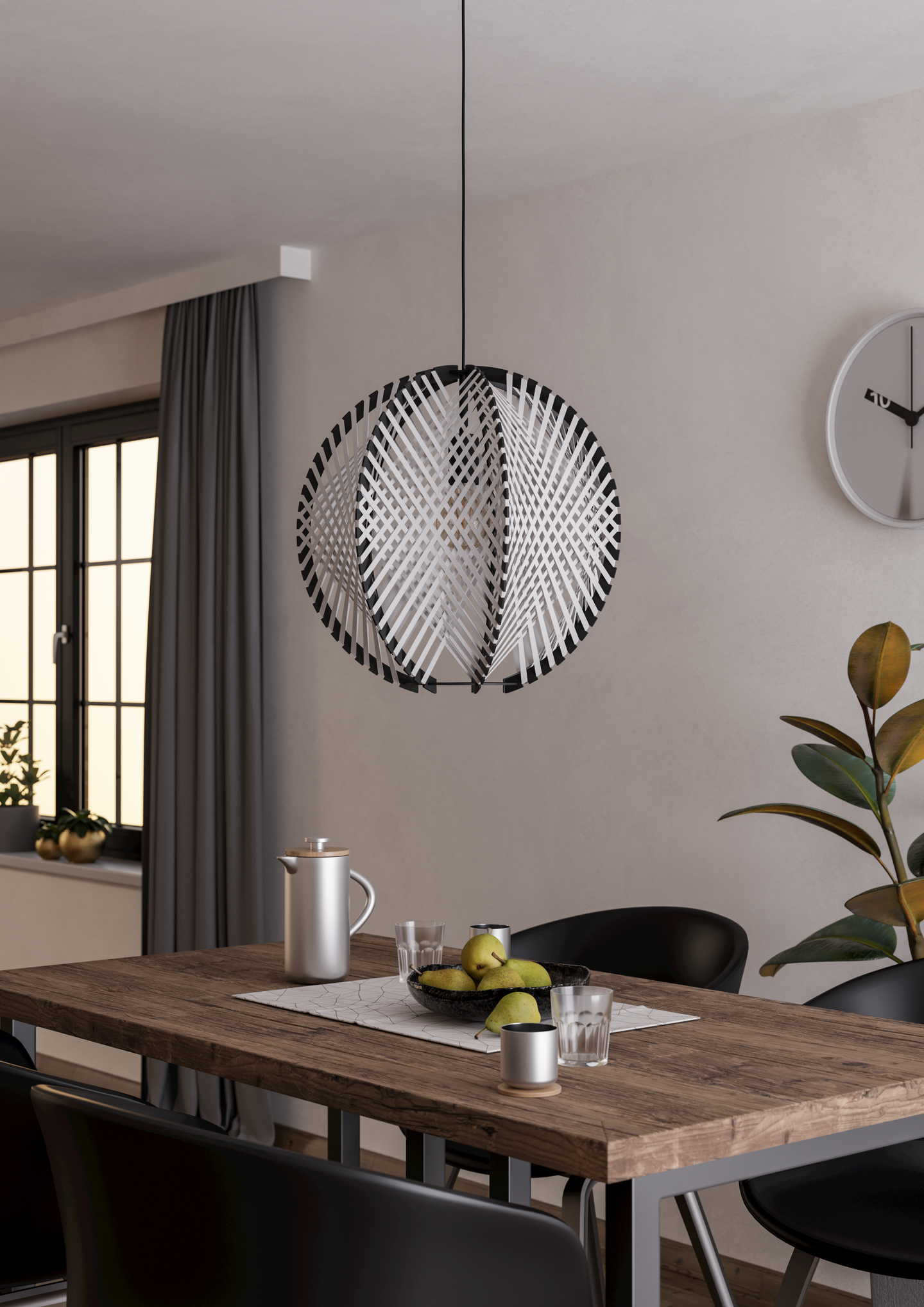 Riippuvalaisin EGLO Waverton E27 48cm musta/valkoinen