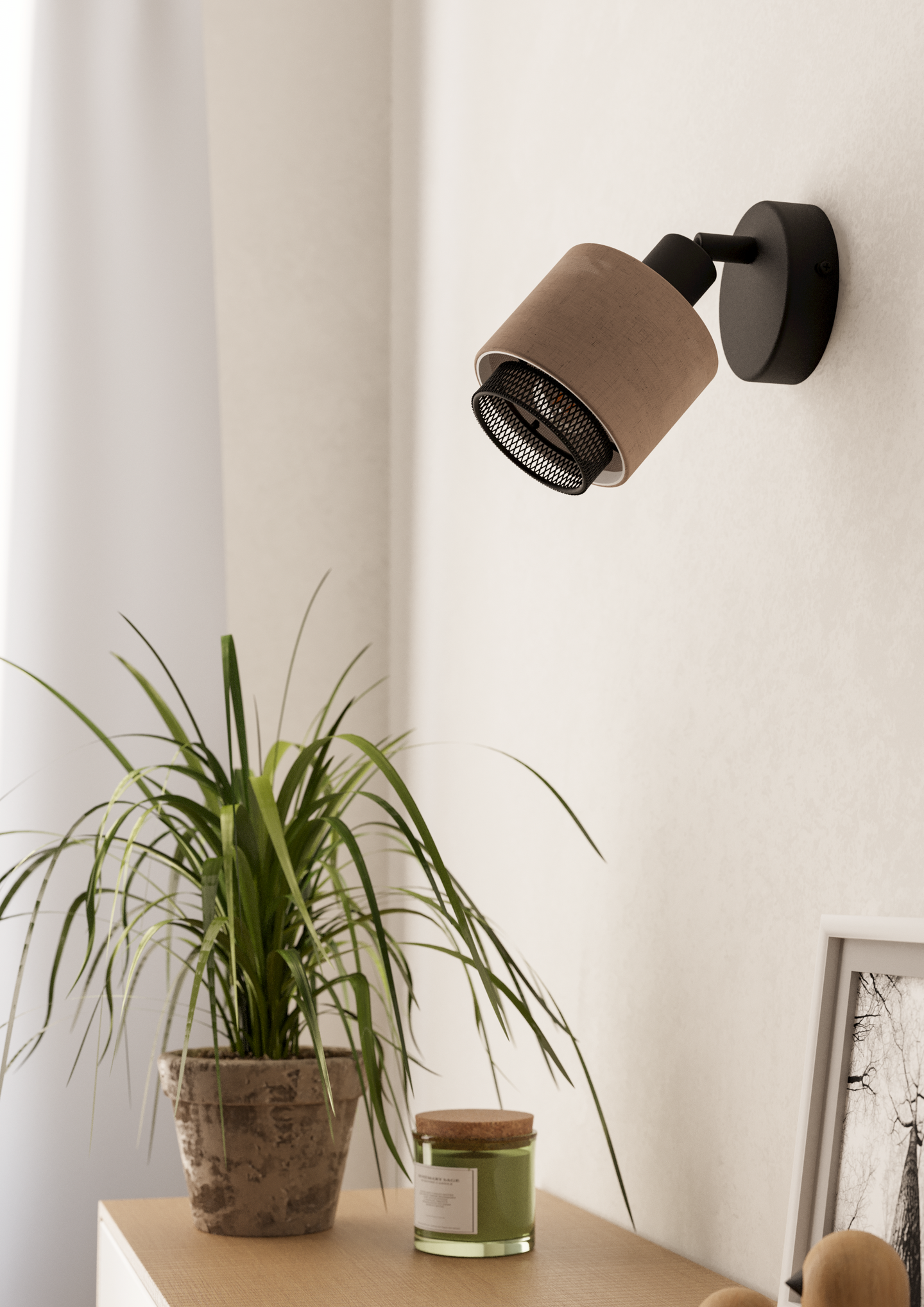 Kattospotti EGLO Rosley E14 musta/pellava