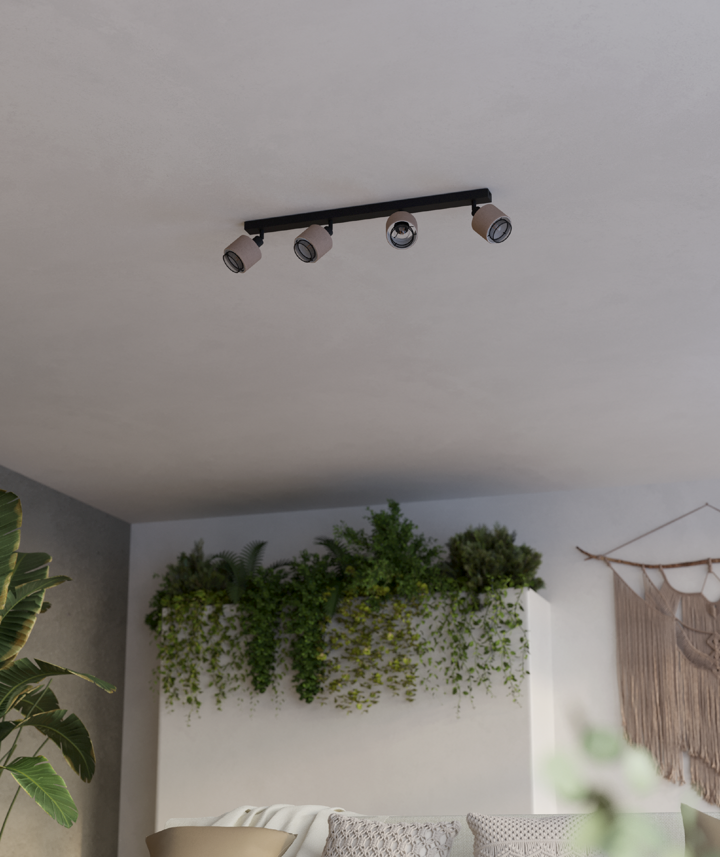 Kattospotti EGLO Rosley 4-osainen E14 musta/pellava