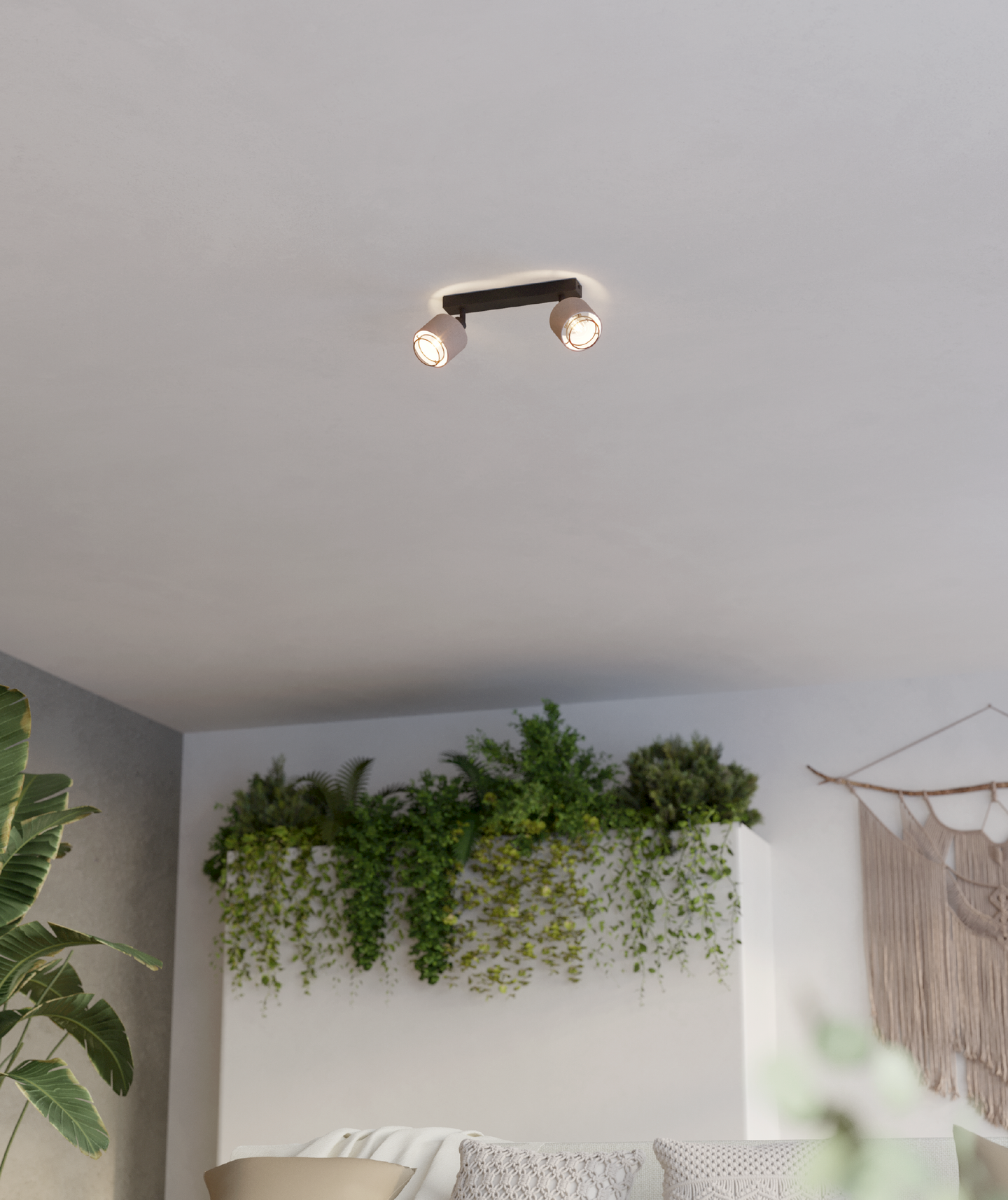 Kattospotti EGLO Rosley 2-osainen E14 musta/pellava