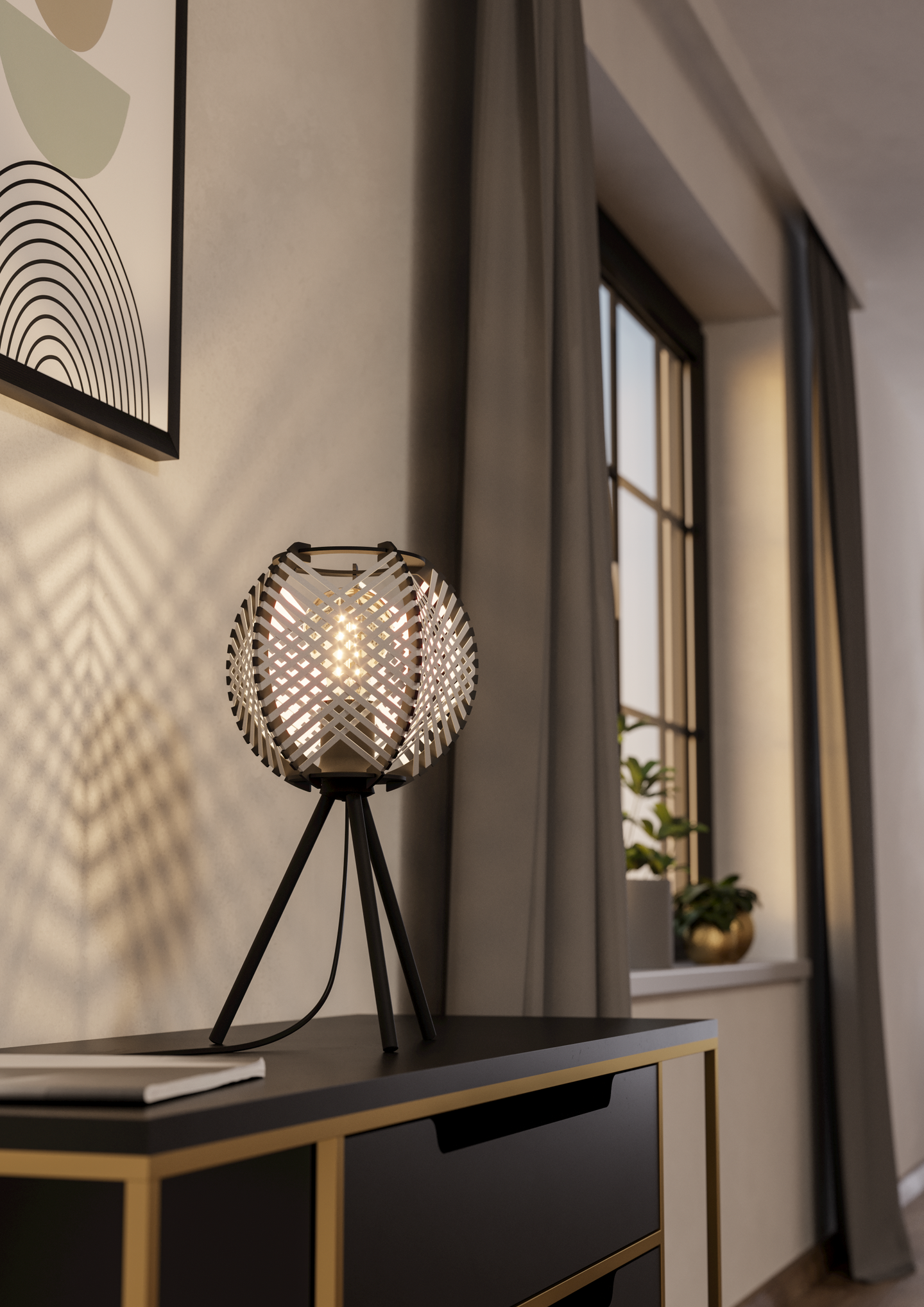 Pöytävalaisin EGLO Waverton E27 musta/valkoinen