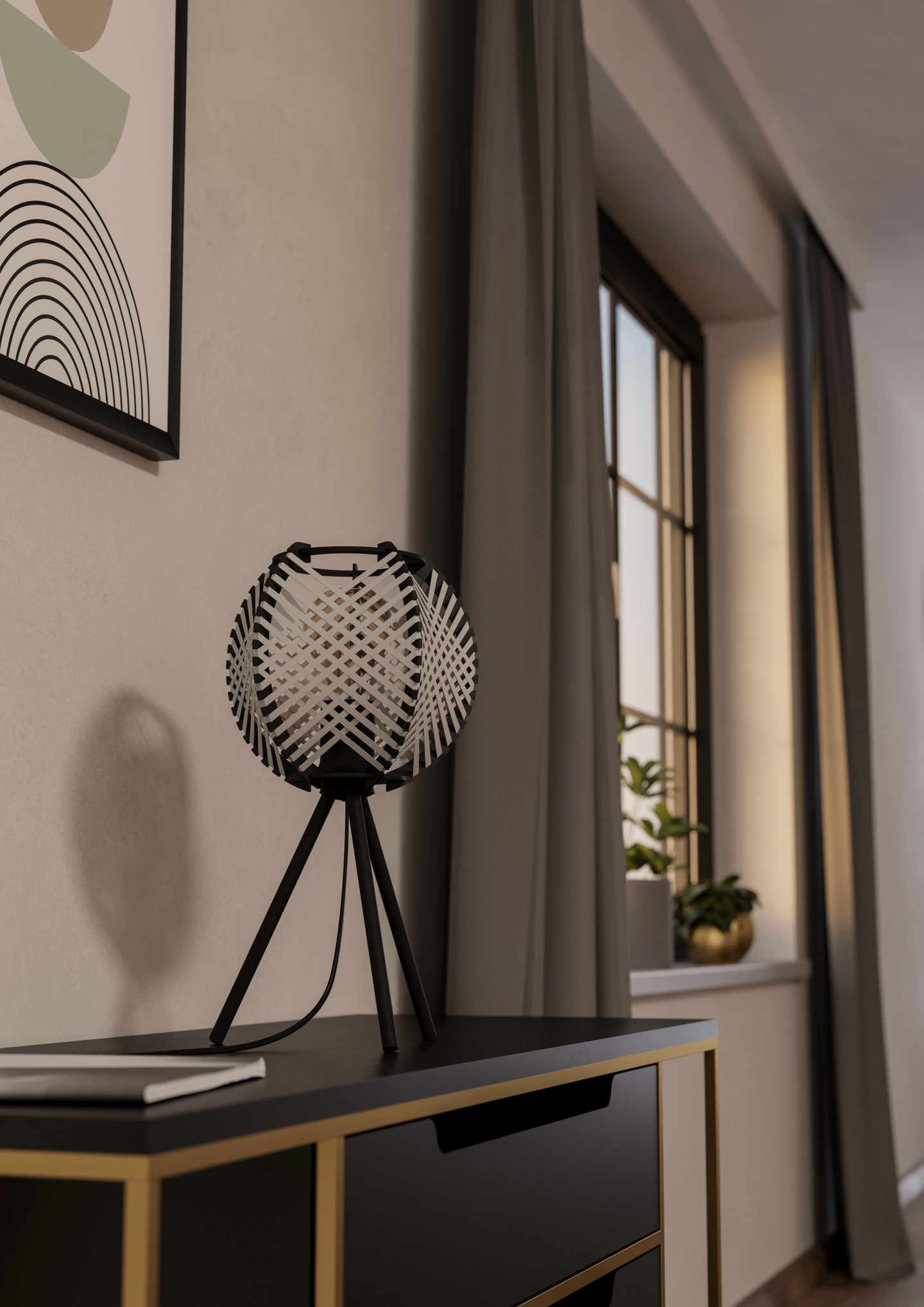 Pöytävalaisin EGLO Waverton E27 musta/valkoinen