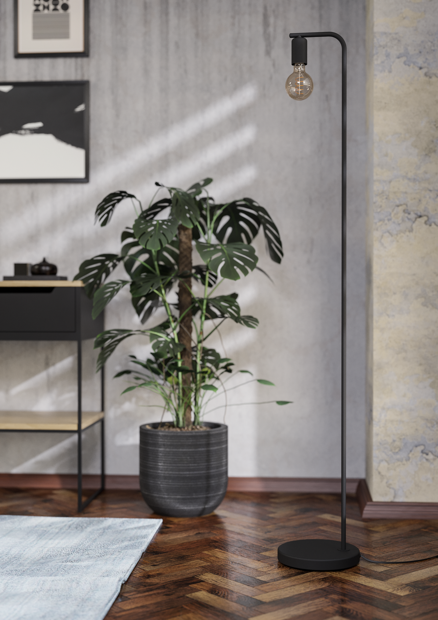 Lattiavalaisin EGLO Cranley 1 E27 musta