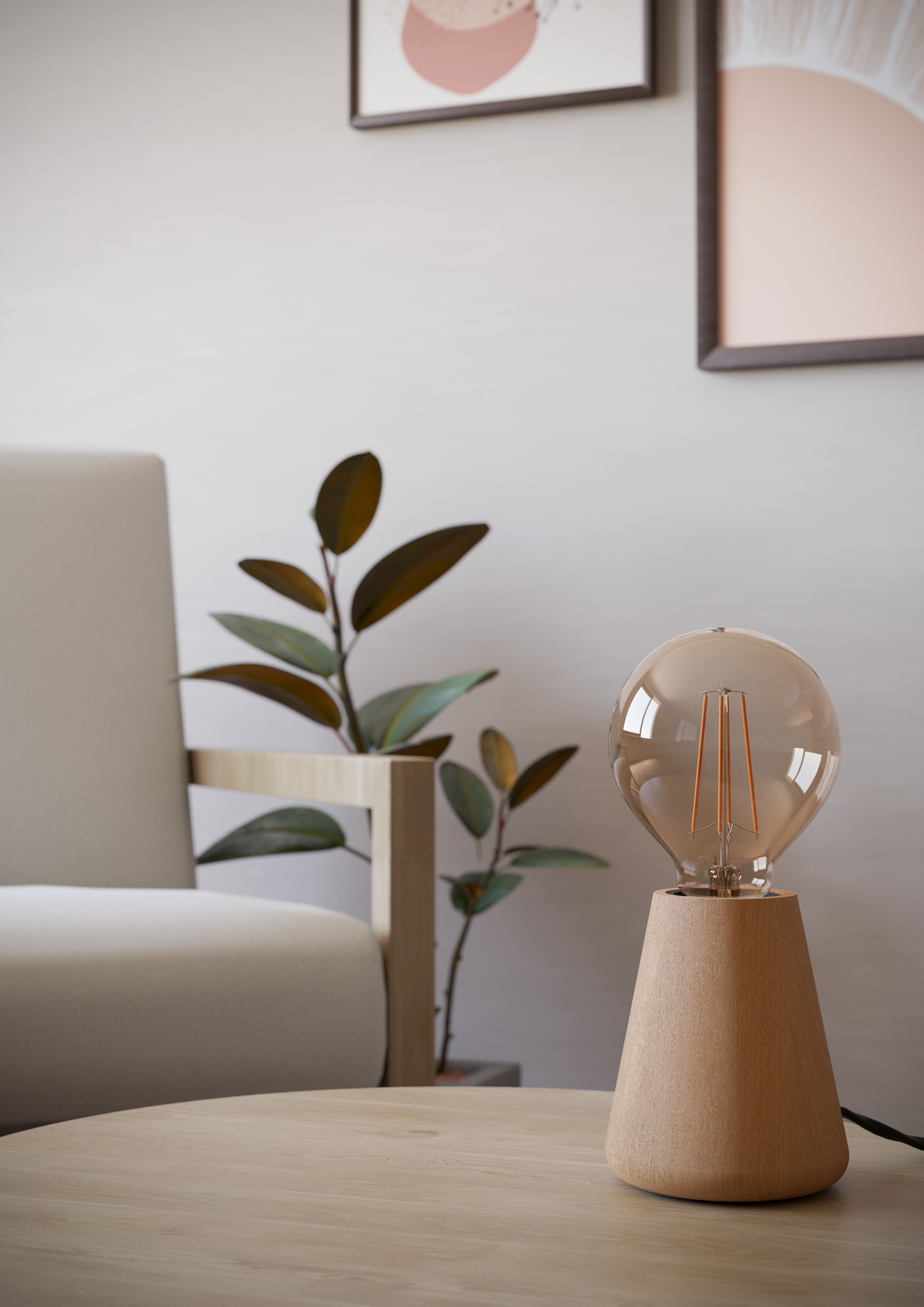 Pöytävalaisin EGLO Asby E27 vaalea puu