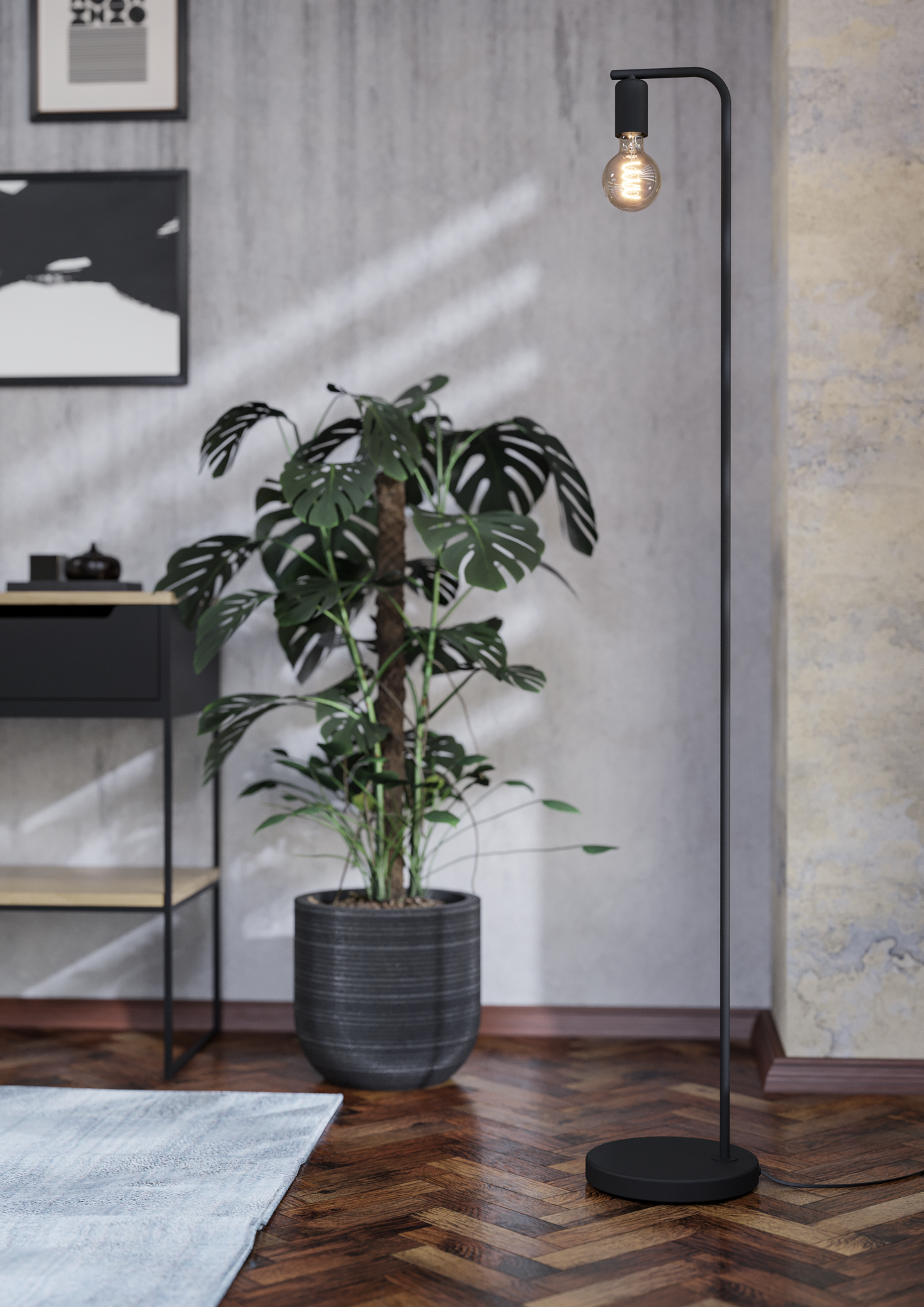 Lattiavalaisin EGLO Cranley 1 E27 musta