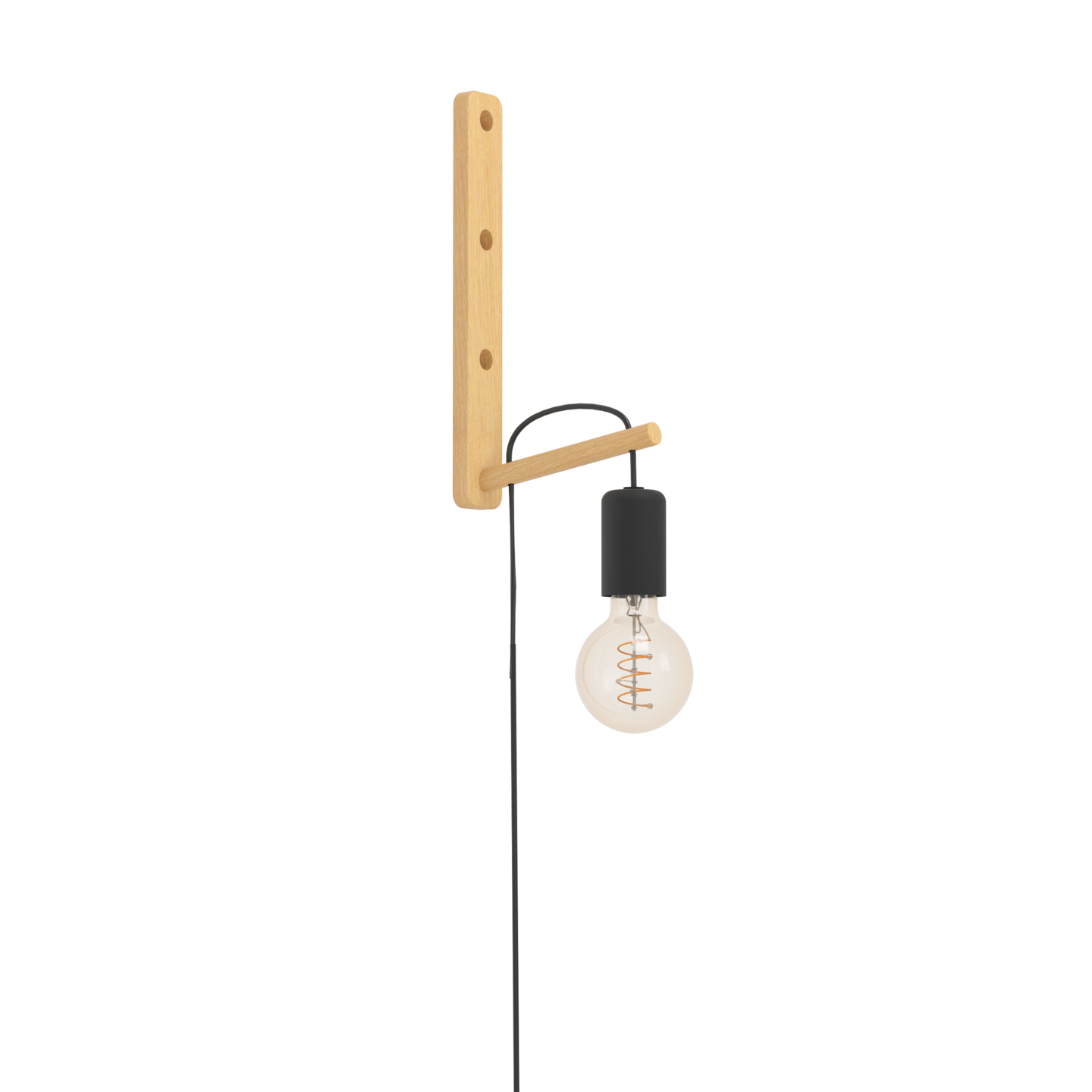 Seinävalaisin EGLO Pockley E27 musta/puu