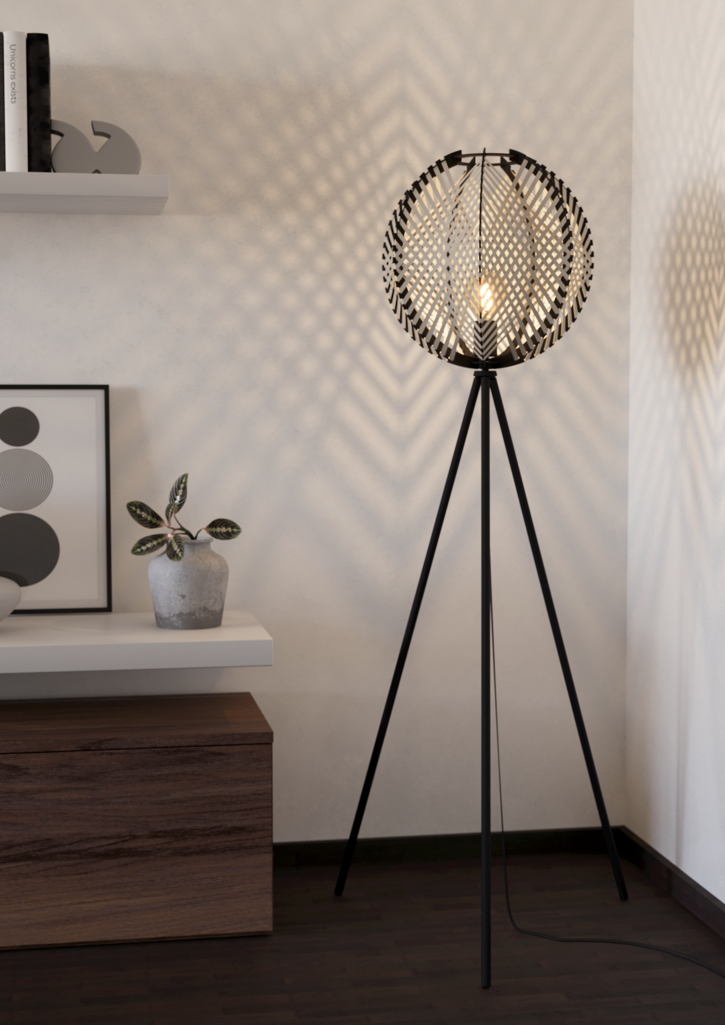 Lattiavalaisin EGLO Waverton E27 musta/valkoinen