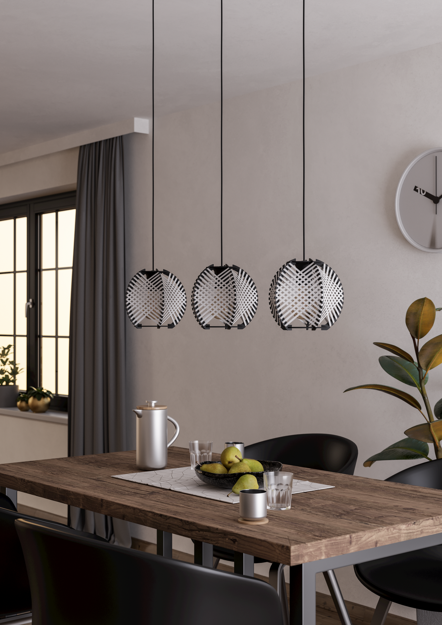 Riippuvalaisin EGLO 3-os Waverton E27 musta/valkoinen