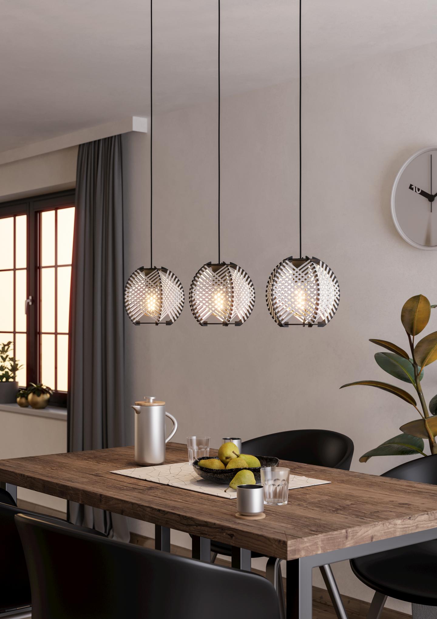 Riippuvalaisin EGLO 3-os Waverton E27 musta/valkoinen