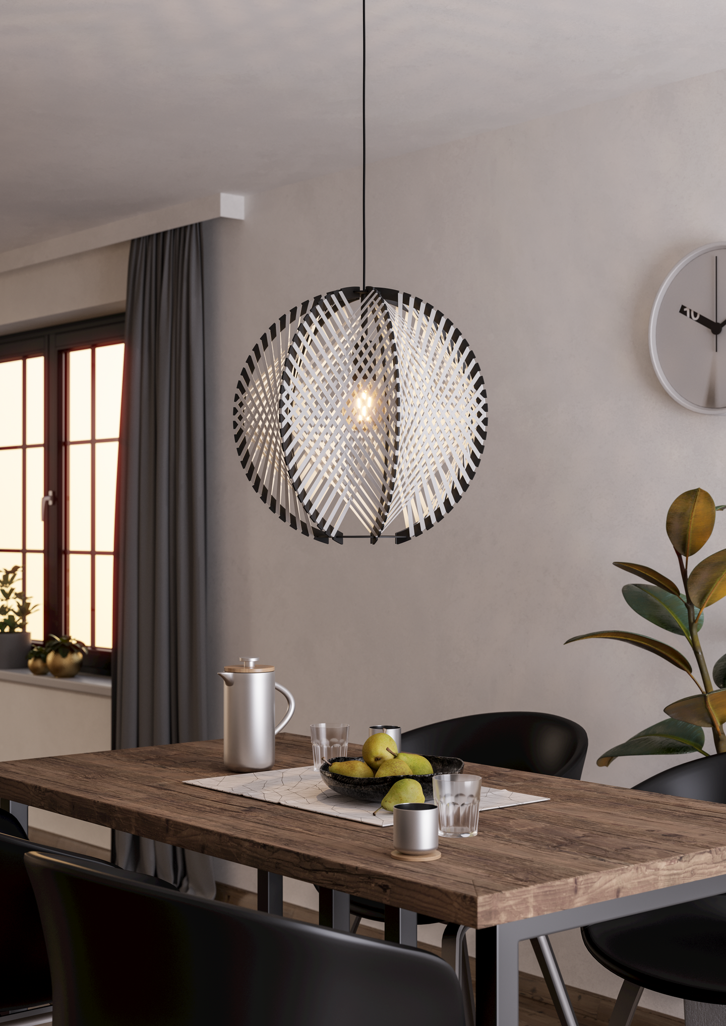 Riippuvalaisin EGLO Waverton E27 48cm musta/valkoinen