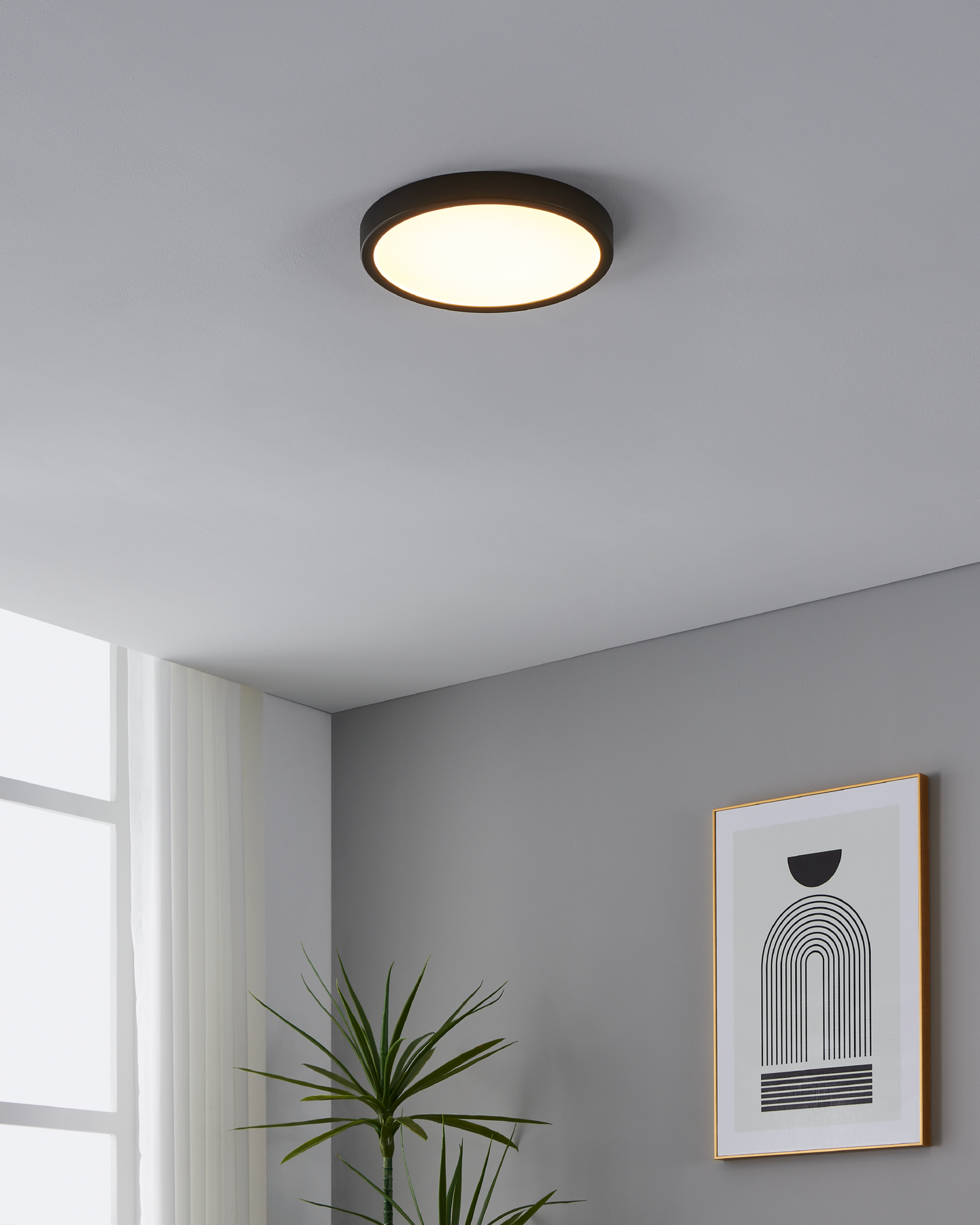 Kattovalaisin EGLO Fueva 5 led 20,5W 28,5cm liiketunnistin musta/valkoinen