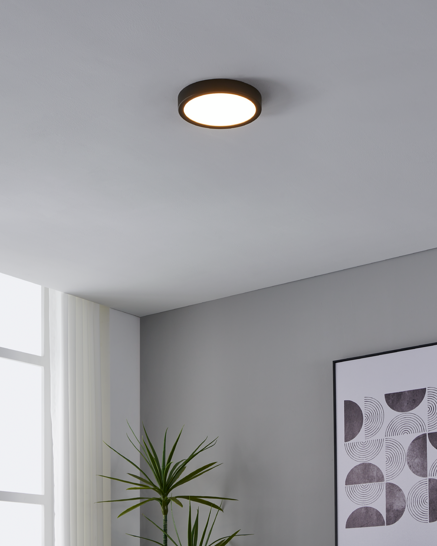 Kattovalaisin EGLO Fueva 5 led 17W 21cm liiketunnistin musta/valkoinen