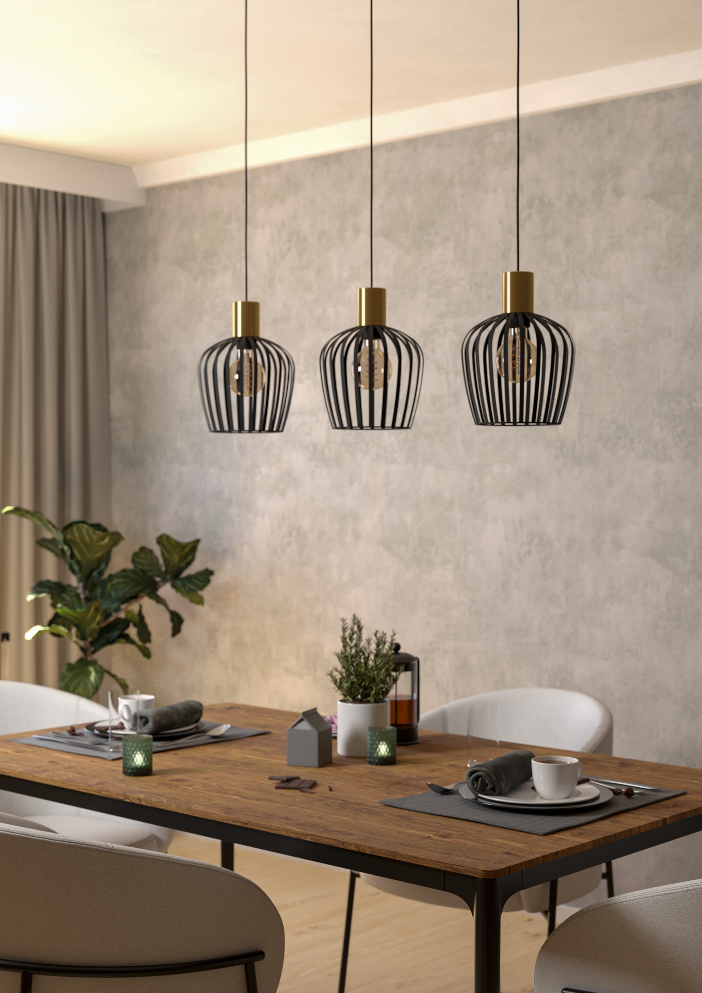 Riippuvalaisin EGLO 3-os Empoli E27 messinki/musta