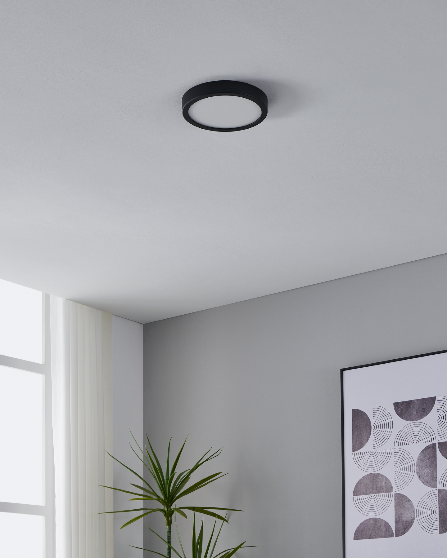 Kattovalaisin EGLO Fueva 5 led 17W 21cm liiketunnistin musta/valkoinen