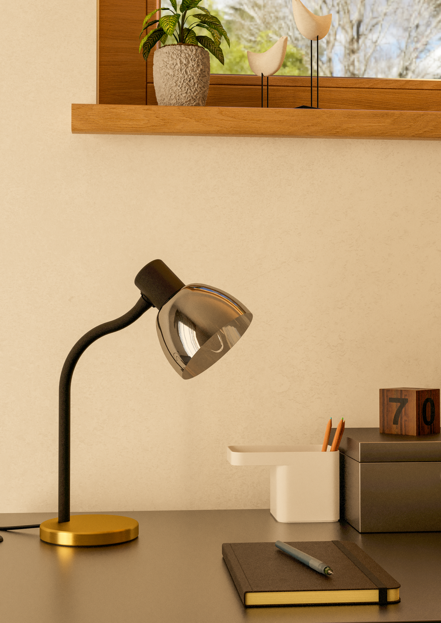 Pöytävalaisin EGLO Macere E14 musta/messinki