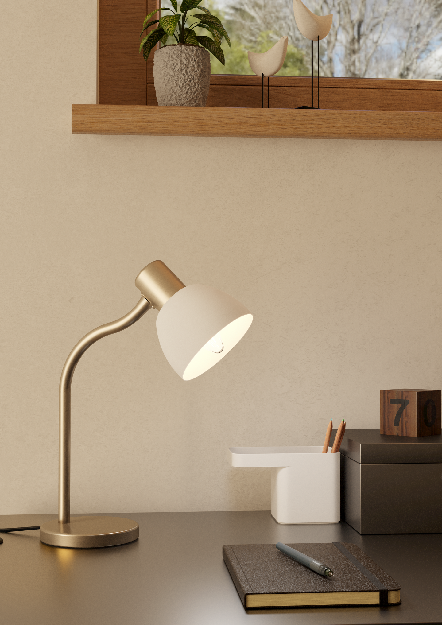 Pöytävalaisin EGLO Macere E14 nikkeli/valkoinen