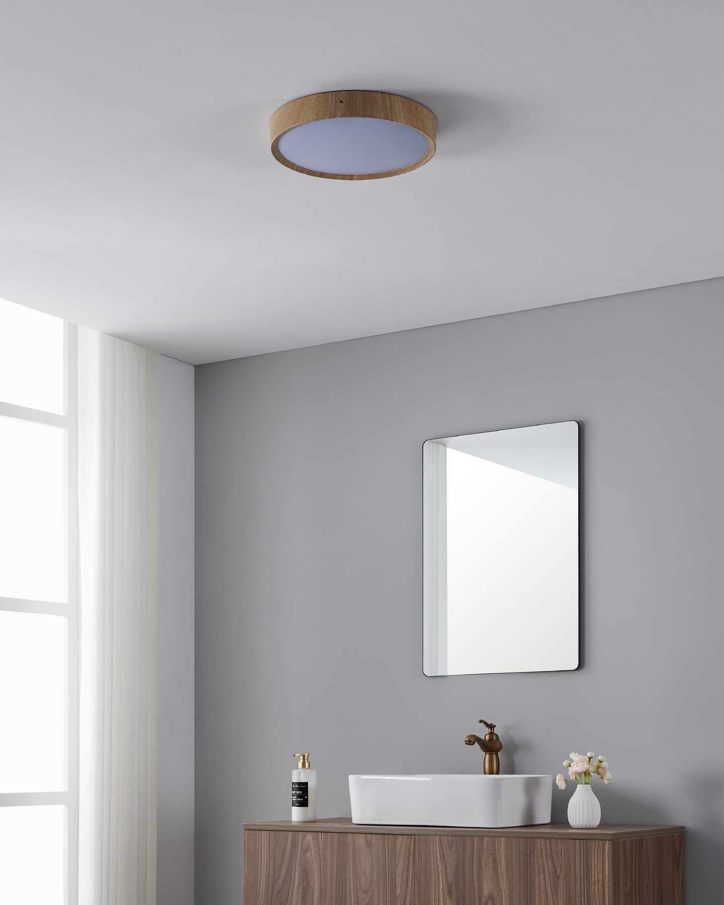 Kylpyhuonekattovalaisin EGLO Musurita led 14,6W 34cm puu/valkoinen