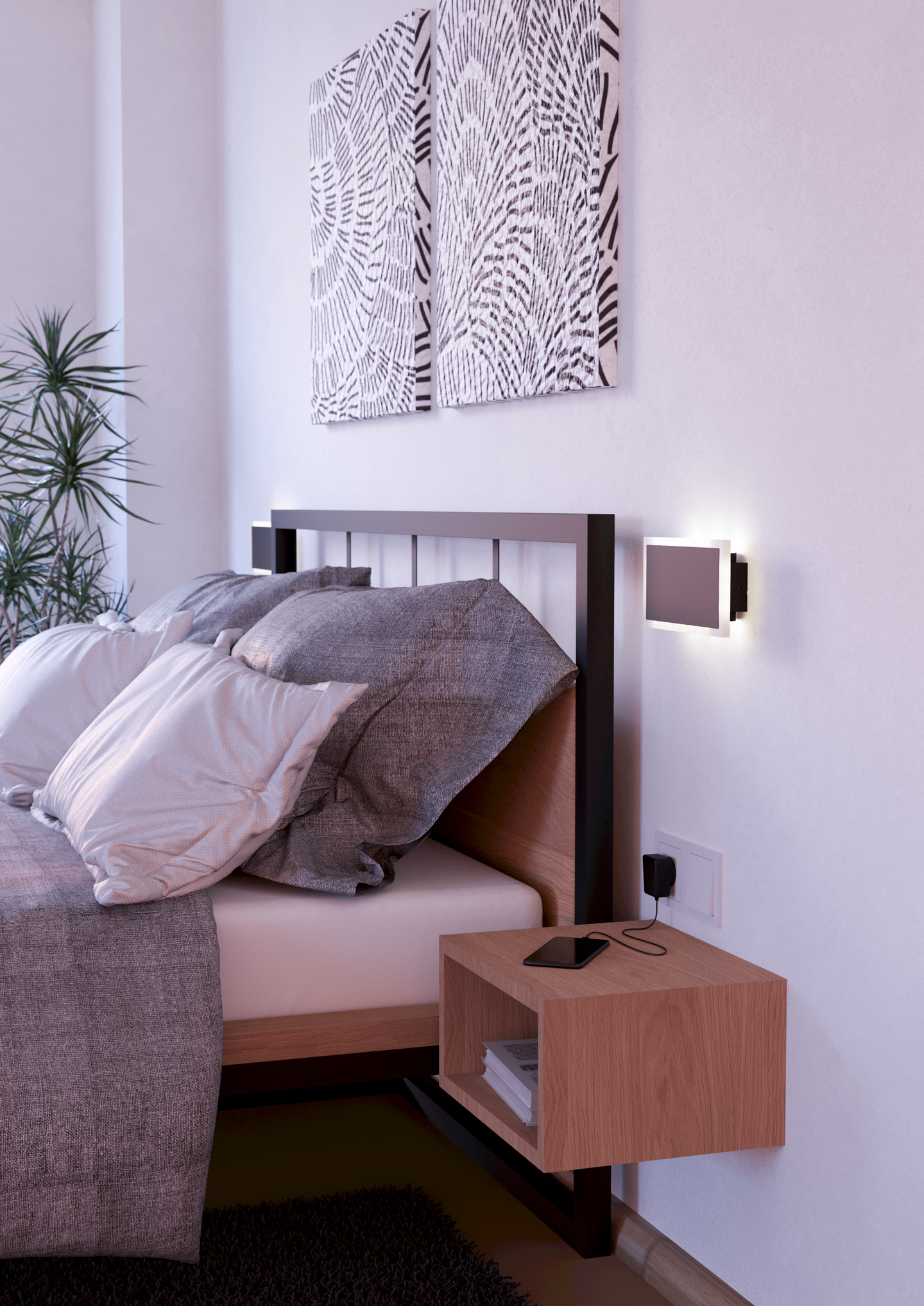 Seinävalaisin EGLO Talamello 1 led 12W musta/valkoinen