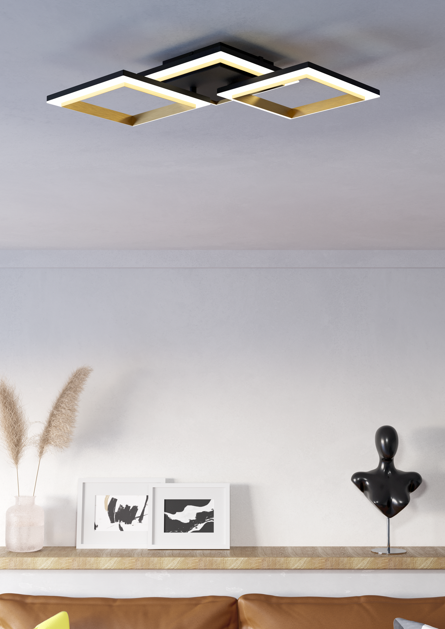 Kattovalaisin EGLO Calliera led 20W 59,5x31cm musta/messinki