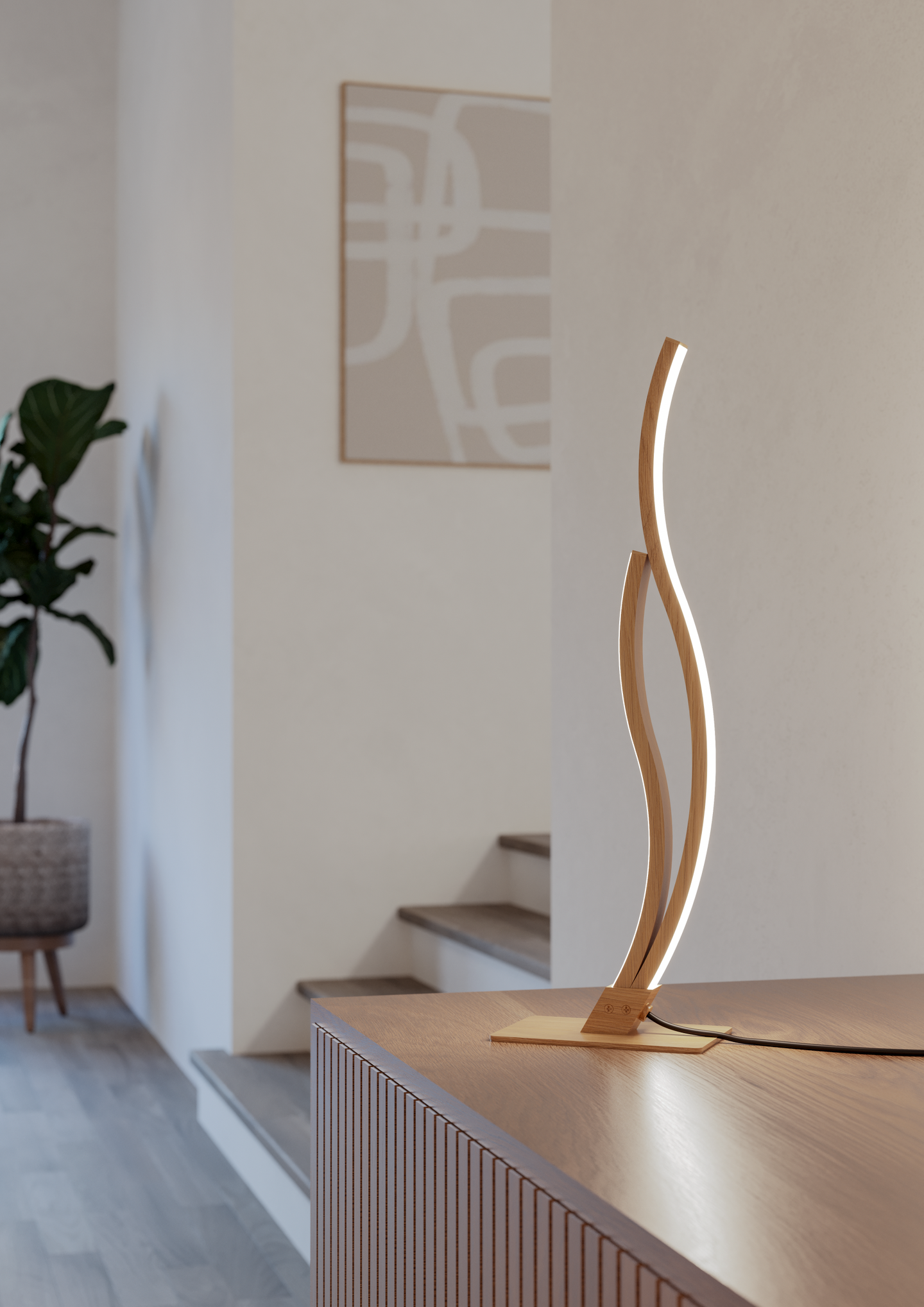 Pöytävalaisin EGLO Grisolia led 12W puu/valkoinen