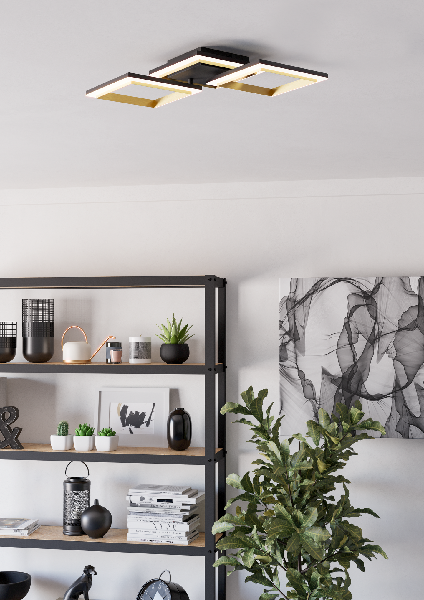 Kattovalaisin EGLO Calliera led 20W 59,5x31cm musta/messinki