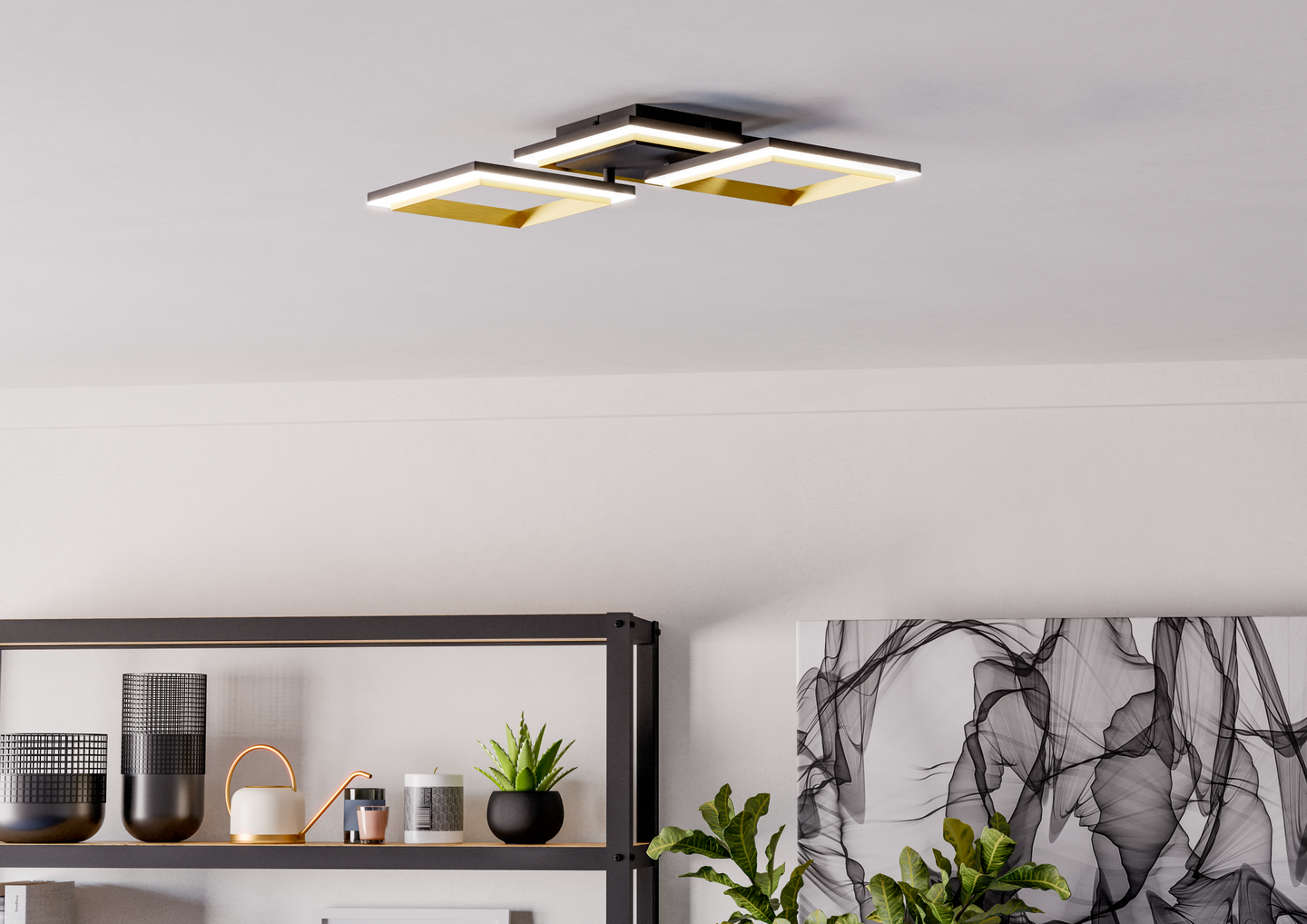 Kattovalaisin EGLO Calliera led 20W 59,5x31cm musta/messinki