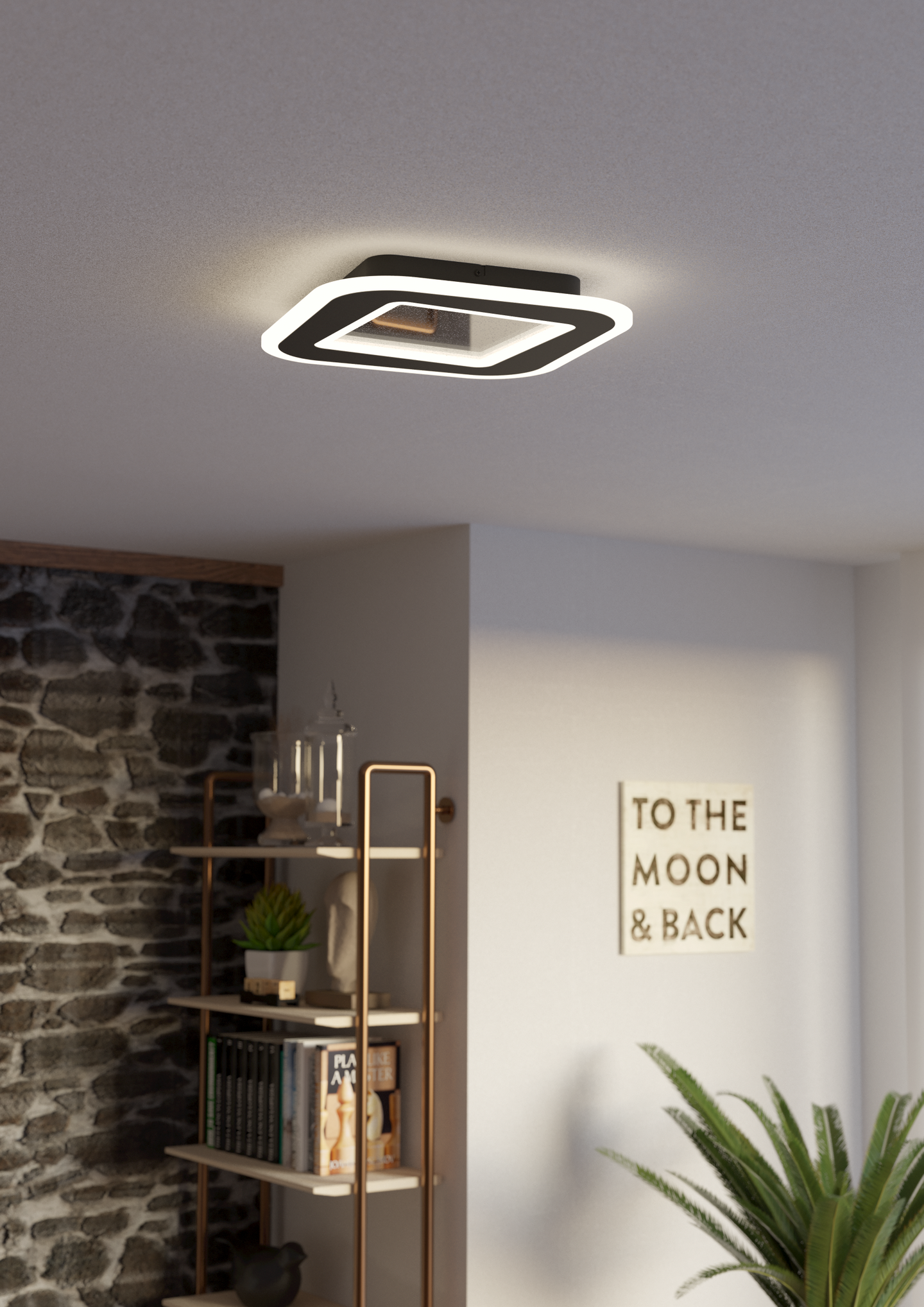 Kattovalaisin EGLO Macchioni led 20W CCT 38x38cm musta/valkoinen