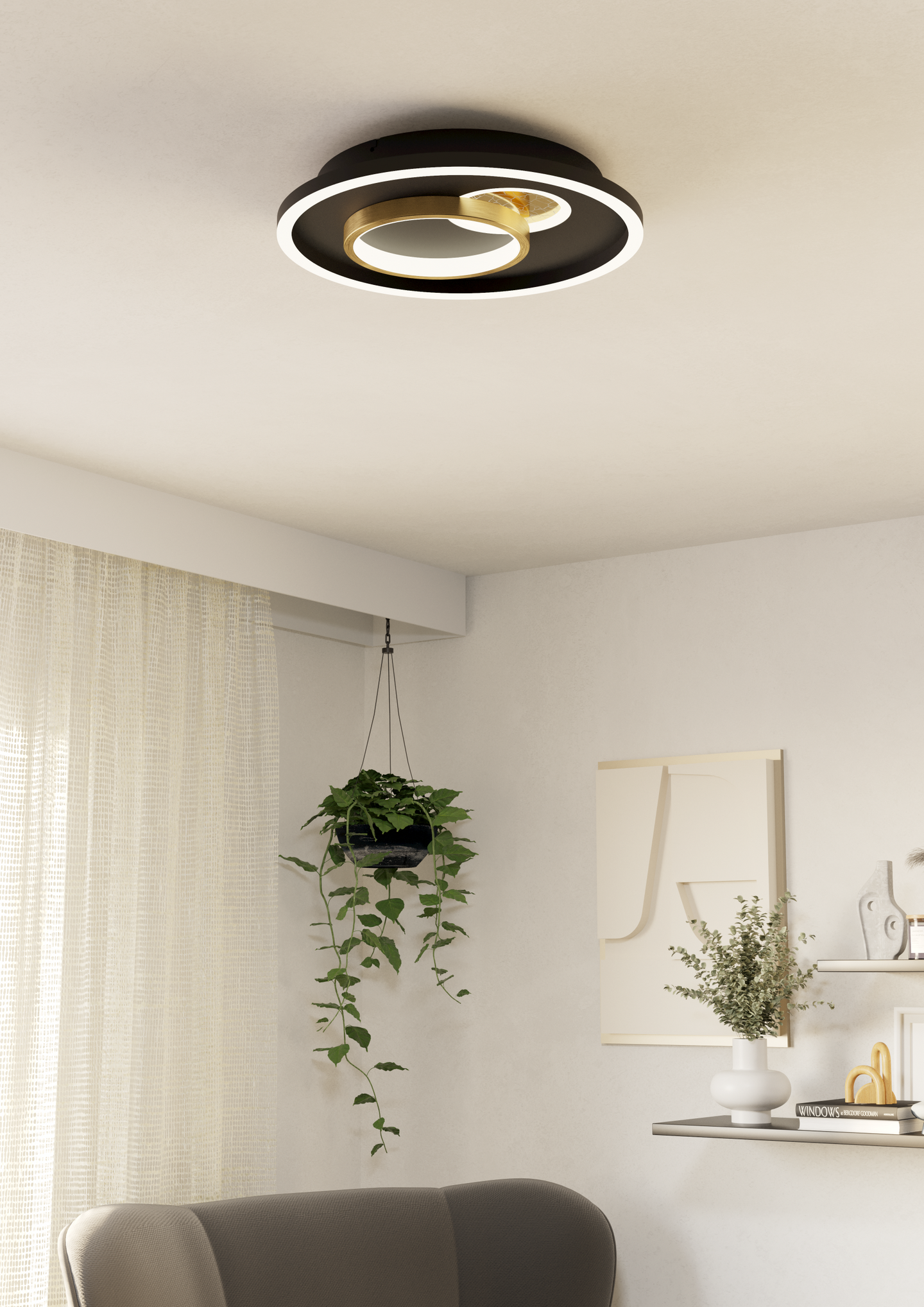 Kattovalaisin EGLO Tiriolo led 14W/8,5W 38cm musta/kulta