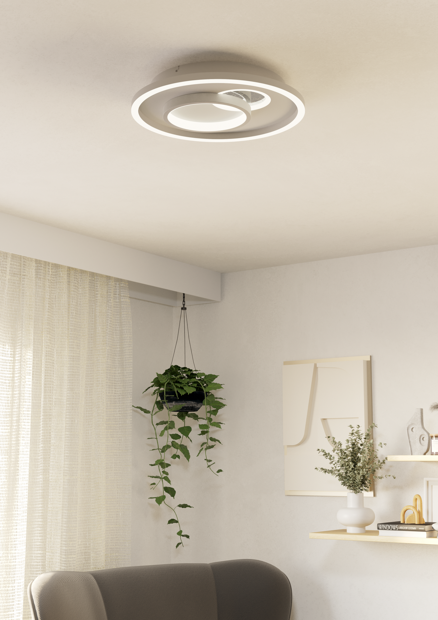 Kattovalaisin EGLO Tiriolo led 14W/8,5W 38cm valkoinen/hopea