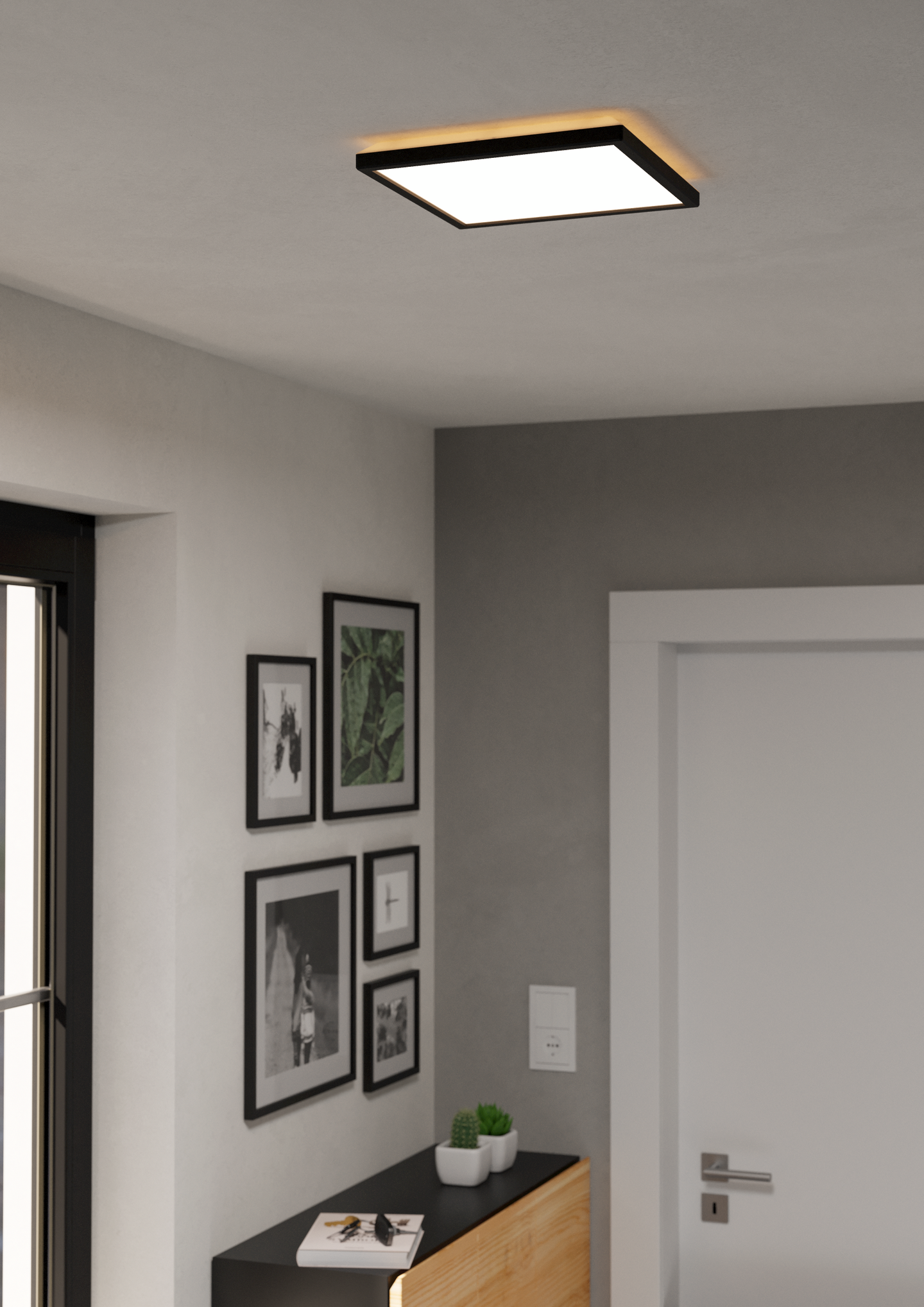 Kattovalaisin EGLO connect.z Rovito-z led 13,4W RGB CCT 29x29cm musta