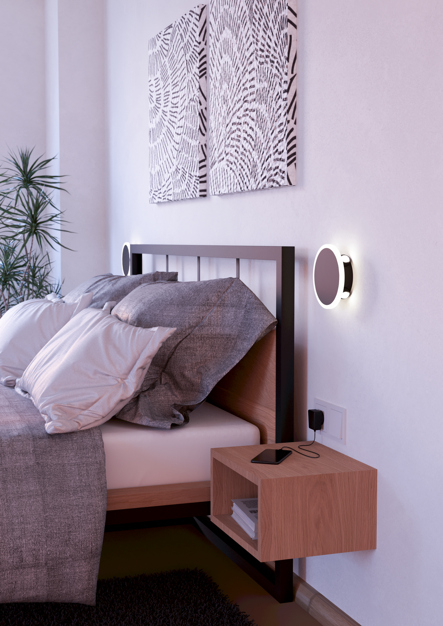 Seinävalaisin EGLO Talamello 1 led 12W musta/valkoinen