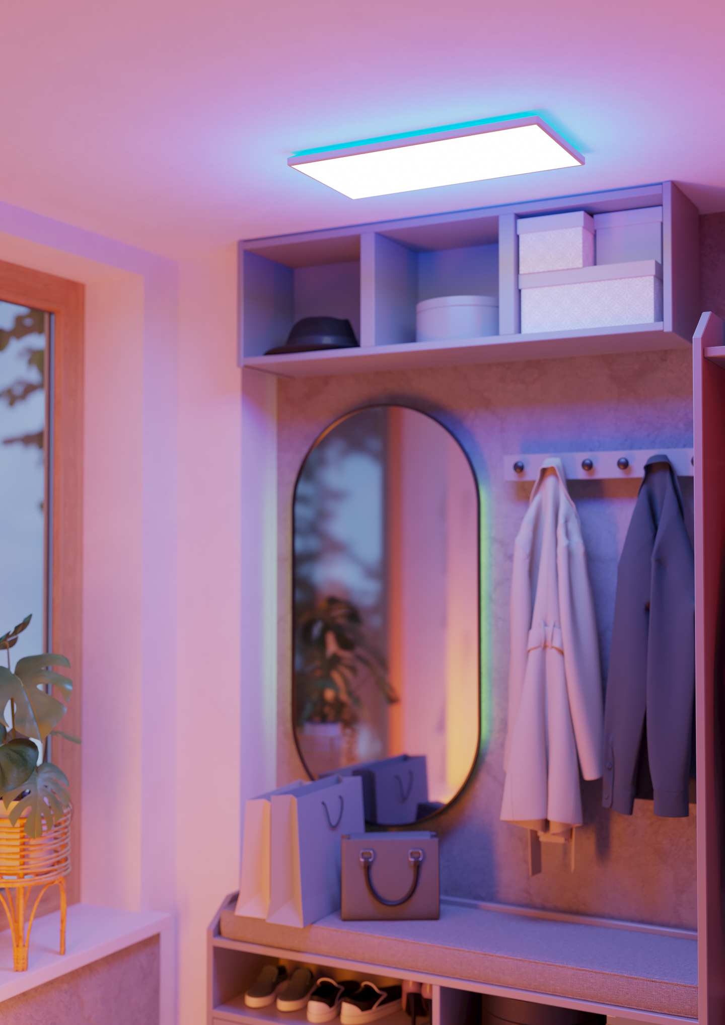 Kattovalaisin EGLO connect.z Rovito-z led 17,2W RGB CCT 57x30cm valkoinen