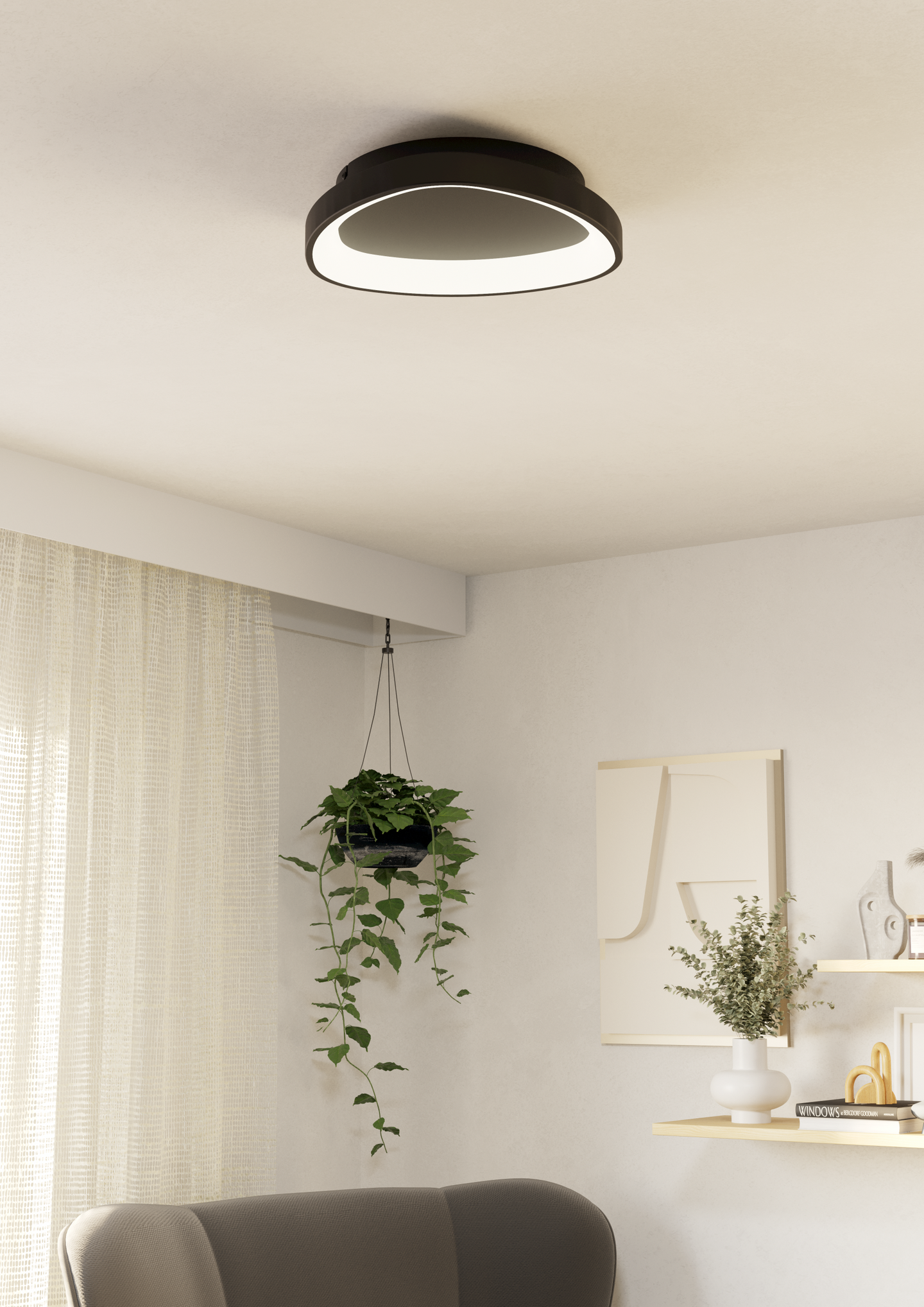 Kattovalaisin EGLO Loretello led 12W musta/valkoinen