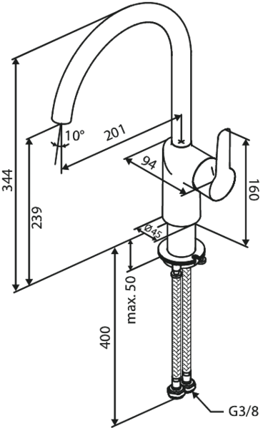 Keittiöhana Damixa 59070.00 Core kromi