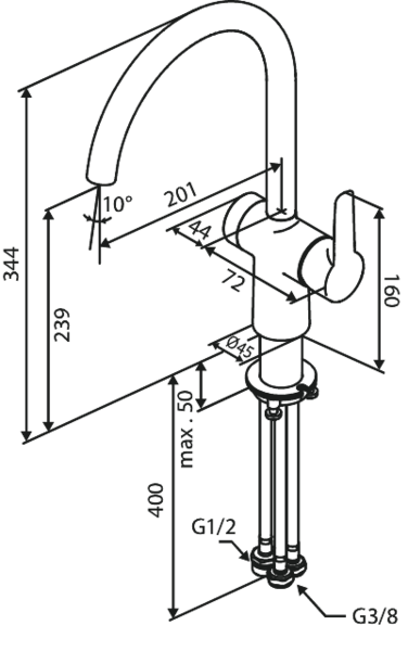 Keittiöhana Damixa 59071.00 Core PKV kromi