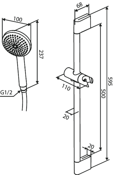 Suihkusetti Damixa 59313.61 Core musta