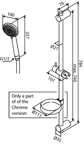 Suihkusetti Damixa Core 59323.30 3-toim kromi