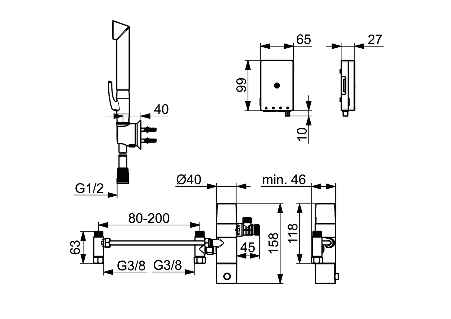 Älykäs bidetta-yksikkö Oras 197095z Electra 3V BT