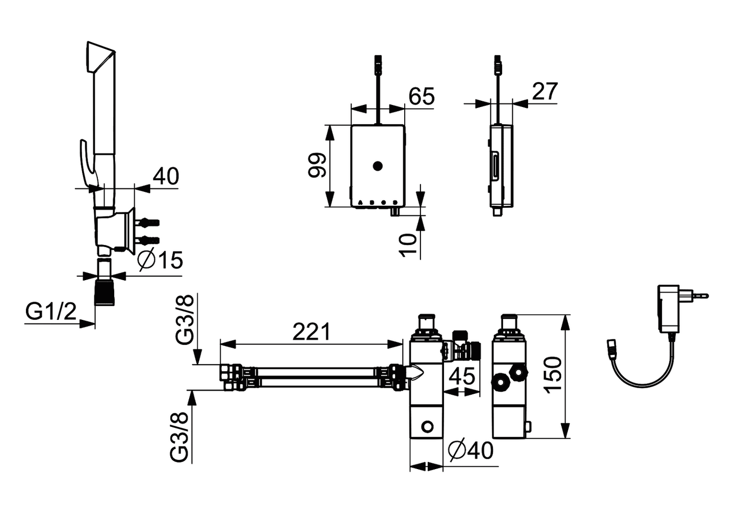 Älykäs bidetta-yksikkö Oras 197096Z Electra 9/230 V BT
