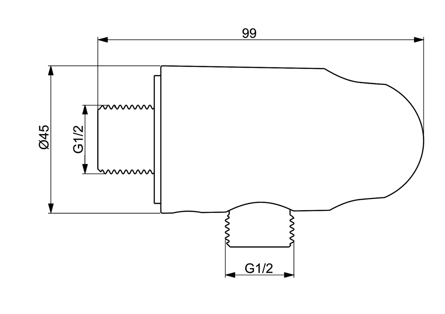 Suihkuletkun kulmaliitin Oras 290019 kromi